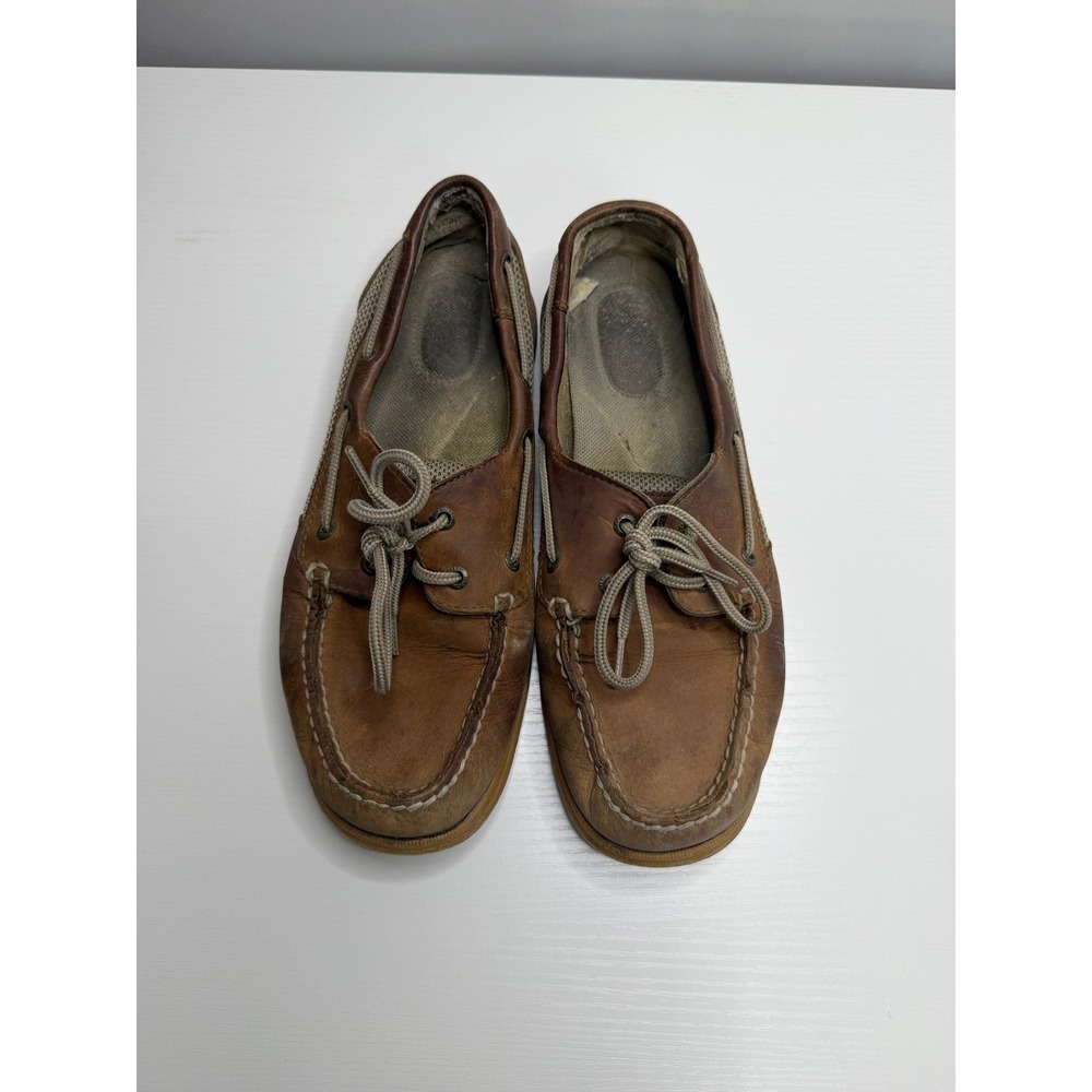 Sperry Top-Sider Brown Leather Mesh Boat Shoes Loafers 9774811 Womens 9M